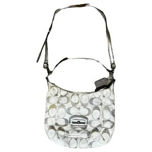 Coach Kristin Sequin Embellished Canvas Hobo Shoulder Bag 19340 Beige Signature